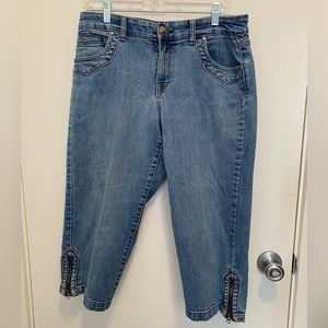 Blue denim capri pants